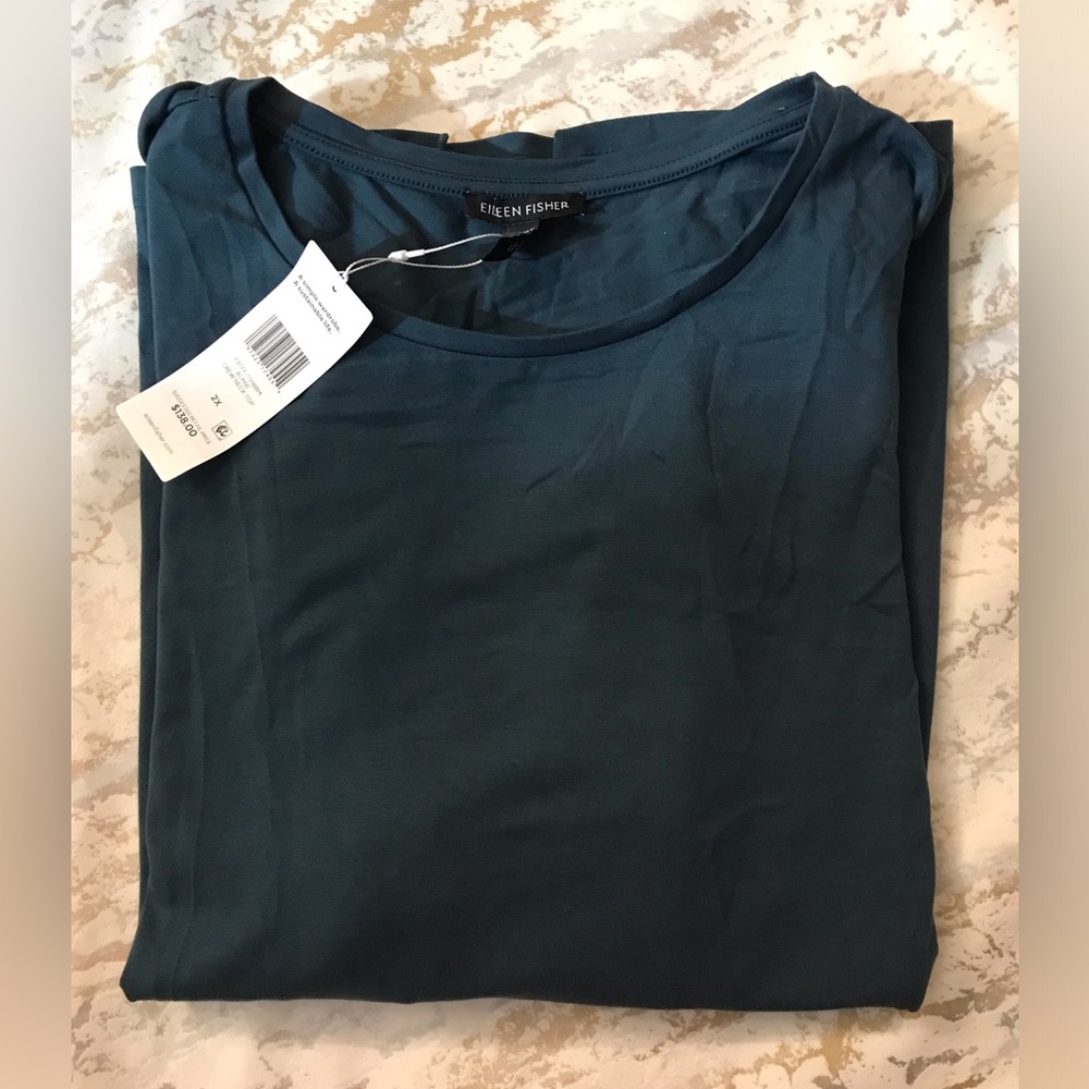 🐬 Eileen Fisher Deep Teal Crew Neck Top
